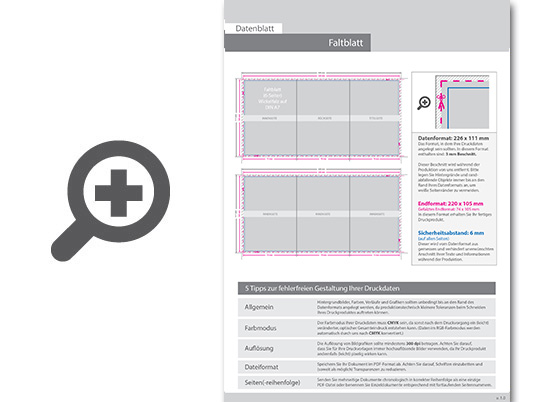 Product Bild faltblatt__gefalzt_auf_din_a7__vertikaler_wickelfalz__6-seitig