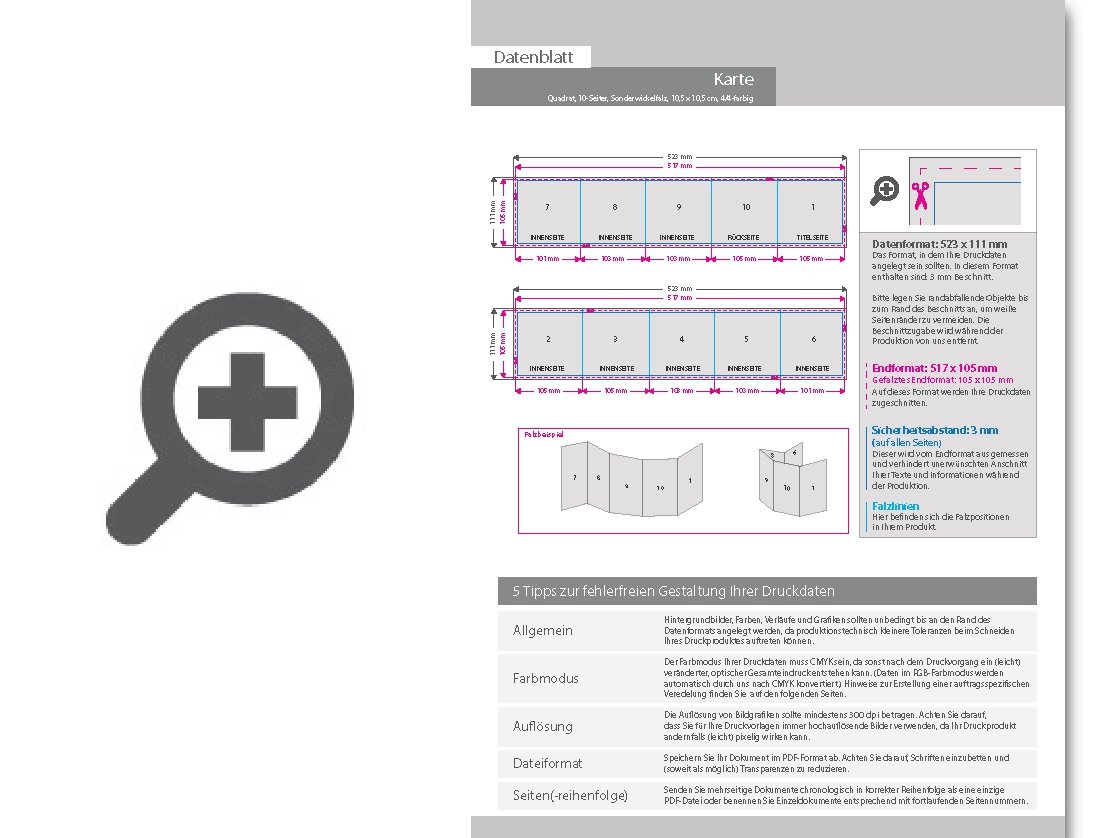 Product Bild hochzeitskarte__gefalzt_auf_quadrat_10_5_cm_x_10_5_cm__vertikaler_sonderwickelfalz__10-seitig
