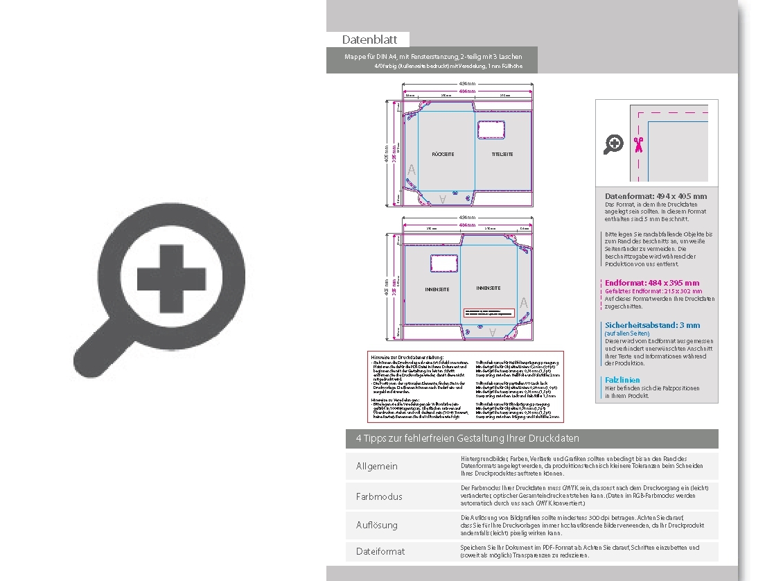Product Bild mappe_f__r_din_a4__mit_fensterstanzung__2-teilig_mit_3_laschen__4_0_farbig_(au__enseite_bedruckt)__mit_softfeel-folie_und_partieller_uv-lack-veredelung